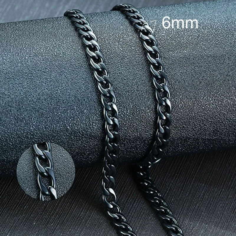 Men'S Cuban Link Chain Necklace Stainless Steel Black Gold Color Male Choker Colar Jewelry Gifts for Him