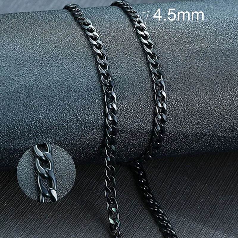 Men'S Cuban Link Chain Necklace Stainless Steel Black Gold Color Male Choker Colar Jewelry Gifts for Him