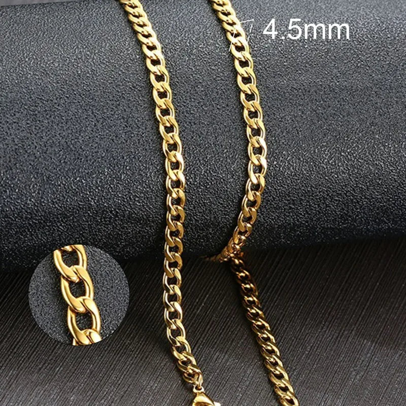 Men'S Cuban Link Chain Necklace Stainless Steel Black Gold Color Male Choker Colar Jewelry Gifts for Him
