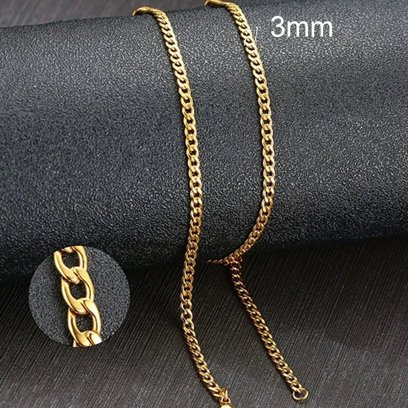 Men'S Cuban Link Chain Necklace Stainless Steel Black Gold Color Male Choker Colar Jewelry Gifts for Him