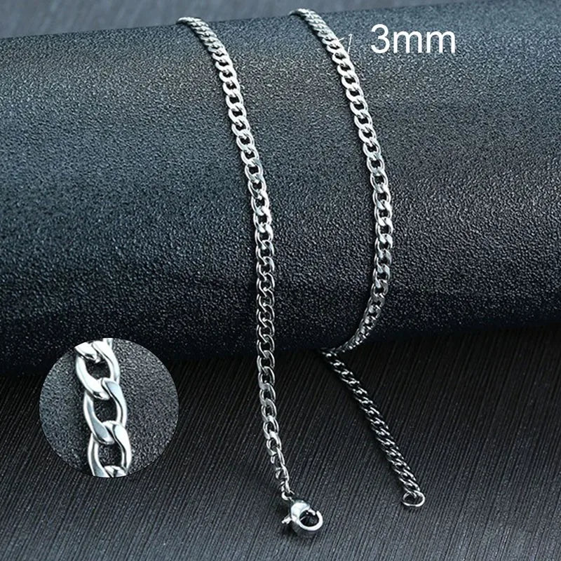 Men'S Cuban Link Chain Necklace Stainless Steel Black Gold Color Male Choker Colar Jewelry Gifts for Him