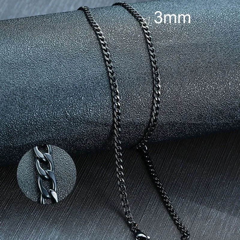 Men'S Cuban Link Chain Necklace Stainless Steel Black Gold Color Male Choker Colar Jewelry Gifts for Him