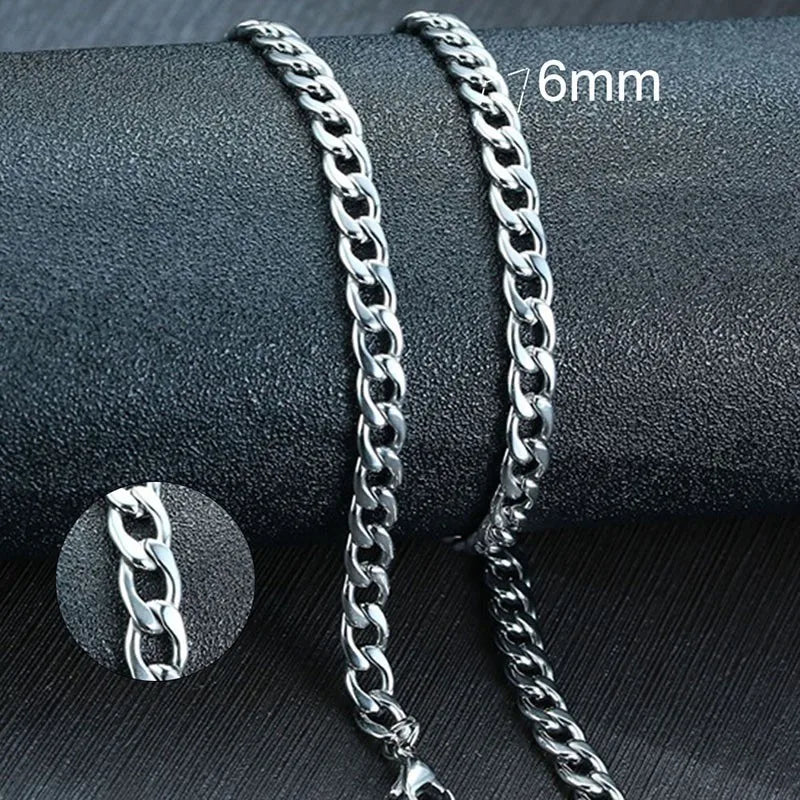 Men'S Cuban Link Chain Necklace Stainless Steel Black Gold Color Male Choker Colar Jewelry Gifts for Him