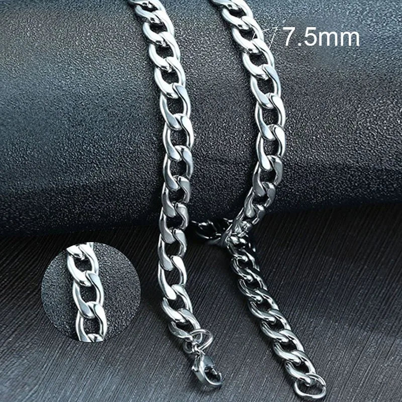 Men'S Cuban Link Chain Necklace Stainless Steel Black Gold Color Male Choker Colar Jewelry Gifts for Him