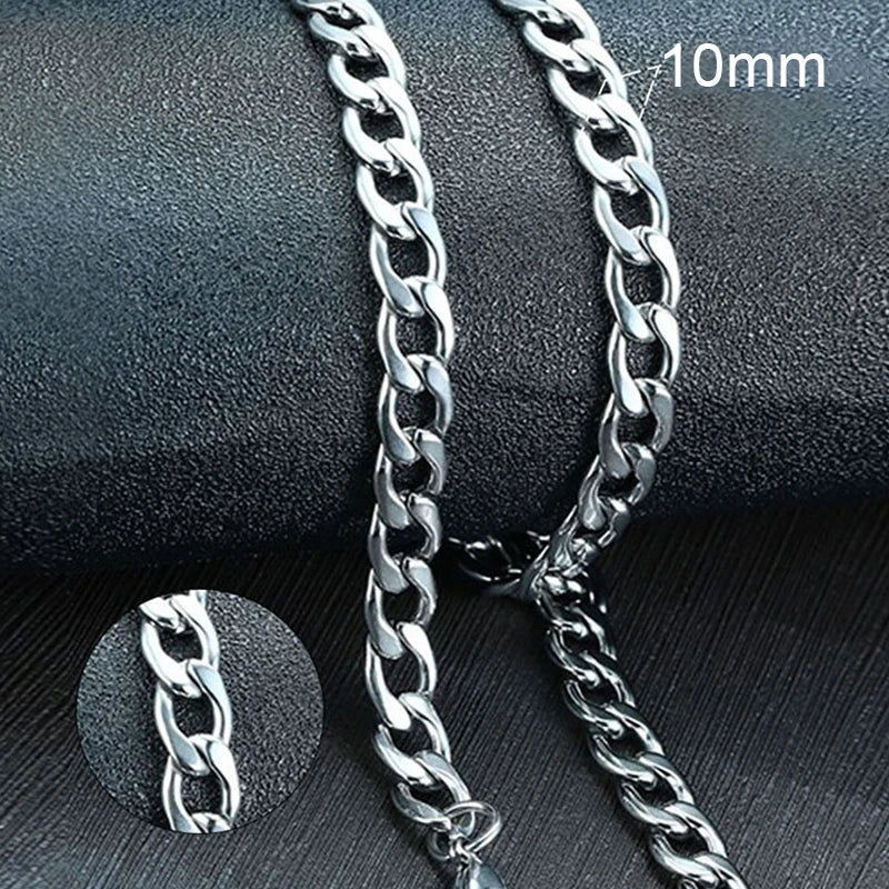 Men'S Cuban Link Chain Necklace Stainless Steel Black Gold Color Male Choker Colar Jewelry Gifts for Him
