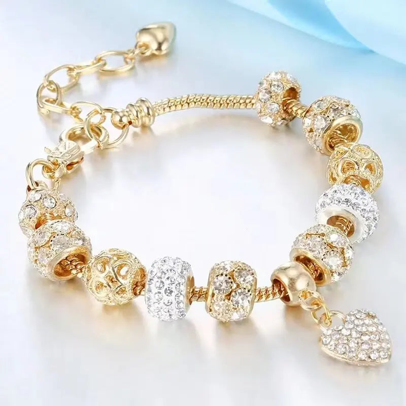 1PC Women'S Fashion Multi Element Beaded Love Pan Family Bracelet Jewelry Accessories Daily Dressing Party Holiday Gift -005