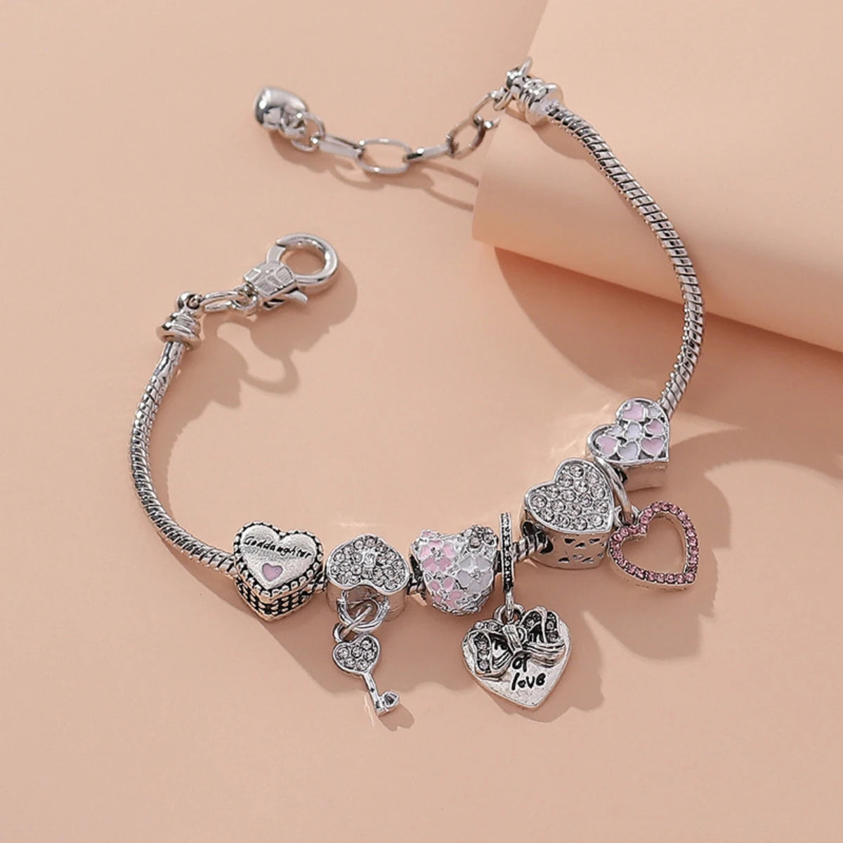1PC Women'S Fashion Multi Element Beaded Love Pan Family Bracelet Jewelry Accessories Daily Dressing Party Holiday Gift -005