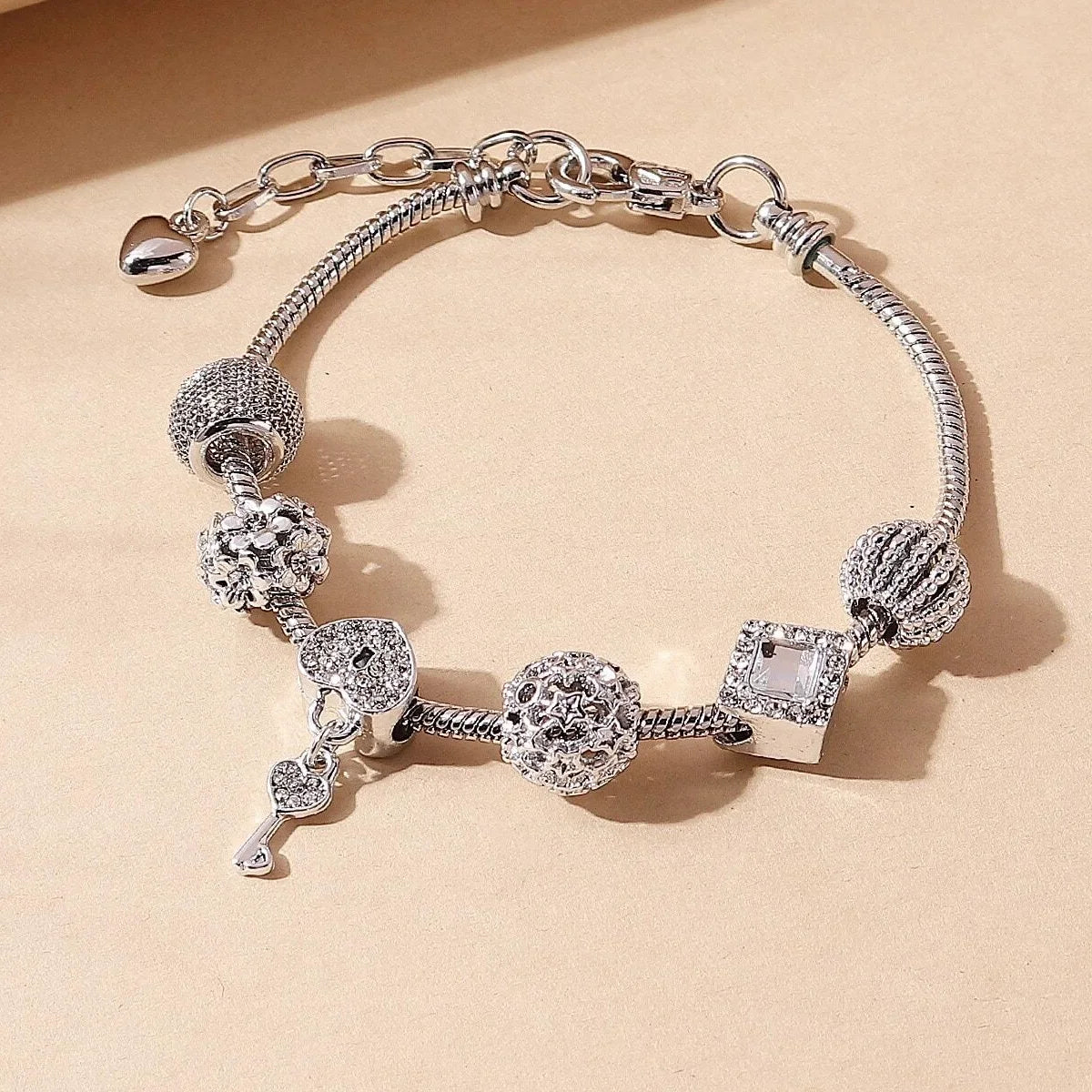 1PC Women'S Fashion Multi Element Beaded Love Pan Family Bracelet Jewelry Accessories Daily Dressing Party Holiday Gift -005
