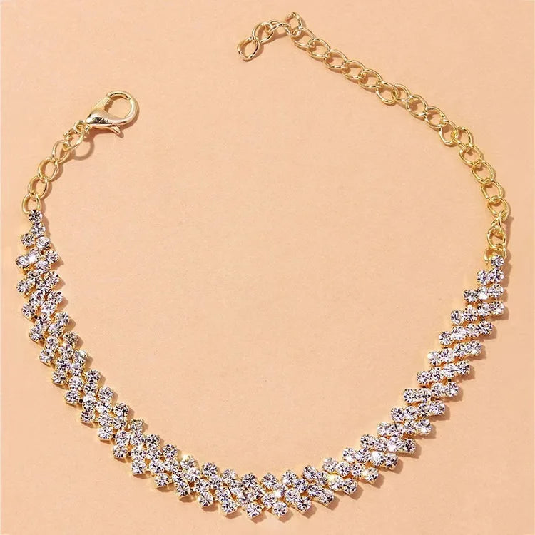 New Shining Cubic Zirconia Chain Anklet for Women Fashion Silver Color Ankle Bracelet Barefoot Sandals Foot Jewelry