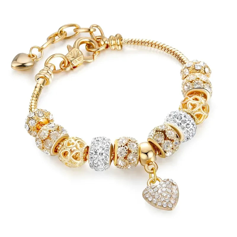 1PC Women'S Fashion Multi Element Beaded Love Pan Family Bracelet Jewelry Accessories Daily Dressing Party Holiday Gift -005