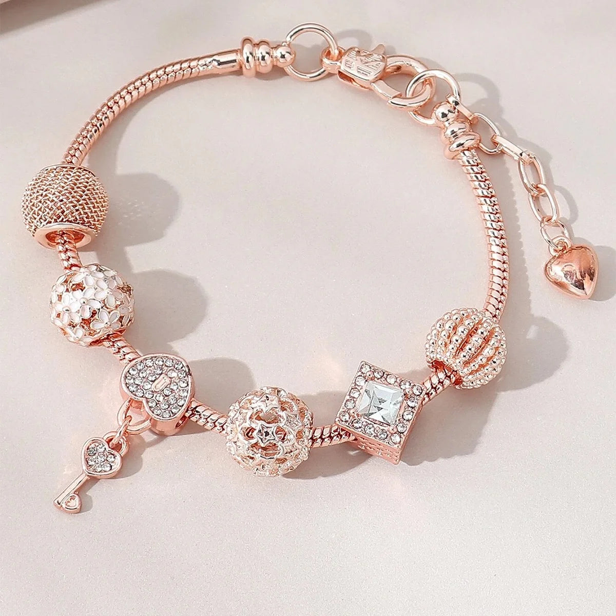 1PC Women'S Fashion Multi Element Beaded Love Pan Family Bracelet Jewelry Accessories Daily Dressing Party Holiday Gift -005