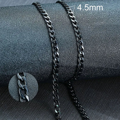 Men'S Cuban Link Chain Necklace Stainless Steel Black Gold Color Male Choker Colar Jewelry Gifts for Him