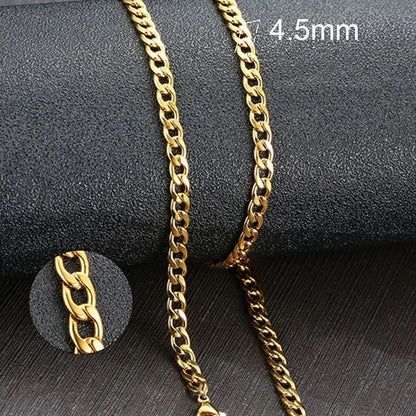 Men'S Cuban Link Chain Necklace Stainless Steel Black Gold Color Male Choker Colar Jewelry Gifts for Him