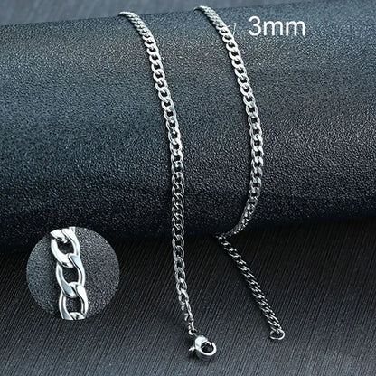 Men'S Cuban Link Chain Necklace Stainless Steel Black Gold Color Male Choker Colar Jewelry Gifts for Him