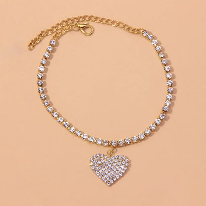 New Shining Cubic Zirconia Chain Anklet for Women Fashion Silver Color Ankle Bracelet Barefoot Sandals Foot Jewelry