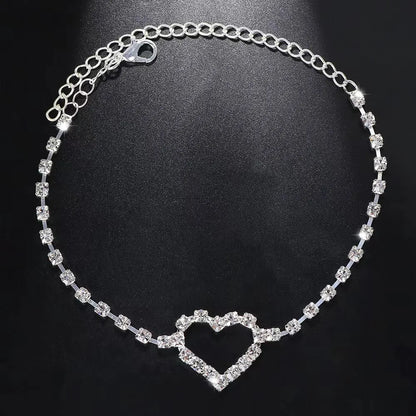 New Shining Cubic Zirconia Chain Anklet for Women Fashion Silver Color Ankle Bracelet Barefoot Sandals Foot Jewelry