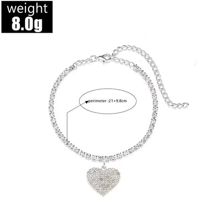 New Shining Cubic Zirconia Chain Anklet for Women Fashion Silver Color Ankle Bracelet Barefoot Sandals Foot Jewelry
