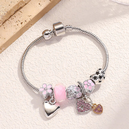 1PC Women'S Fashion Multi Element Beaded Love Pan Family Bracelet Jewelry Accessories Daily Dressing Party Holiday Gift -005