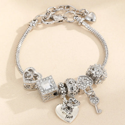 1PC Women'S Fashion Multi Element Beaded Love Pan Family Bracelet Jewelry Accessories Daily Dressing Party Holiday Gift -005